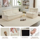 AEMEIOS 82" Corduroy Boneless Loveseat Sofa, Oversized Cloud Couch 3-Seater with Deep Seat, Modern Loveseats Couch with Memory Foam, Beige Boneless Couches for Living Room, No Assembly Required AEMEIOS