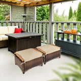 VINGLI Wicker Outdoor Ottoman Set of 2, All Weather PE Rattan Footstool for Patio w/Removable Cushions, Waterproof Rattan Foot Rest for Garden, Balcony, Poolside (Brown) VINGLI