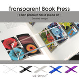 LIZ QNNALY Large Clear Acrylic Book Stand - Perfect for Displaying Open Books on Your Coffee Table - Ideal for Bibles, Cook Books, Guest Books, Magazines, Each with a Lucite Paperweight (Clear) LIZ QNNALY