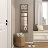 Deco 79 Wood Room Wall Mirror Window Pane Inspired Entryway Mirror, Wall Mounted Mirror 15" x 1" x 52", Brown Deco 79