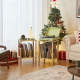 LELELINKY 2-Tier Bamboo Record Player Stand with Vinyl Record Storage up to 100 Albums, Bedroom Record Holder and Multi-Functional End Table for Living Room, Natural LELELINKY