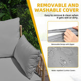 DWVO 4-Piece Outdoor Sectional Sofa Set, All-Weather Wicker L-Shaped 5-Seater Patio Furniture with Removable Cushions & Side Table, Boho Conversation Set for Backyard, Porch, Deck (Grey) DWVO