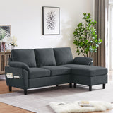 Enobala 79" Convertible Sectional Sofa, Modern L Shaped 3 Seat Couch with Reversible Ottoman for Living Room (#Dark Grey) Enobala