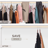 MORALVE Pants Hangers Space Saving - 2 Pack European Beechwood Scarf and Jean Hangers - Closet Organizer and Space Saver Pant Rack, Leggings Hanger, and Scarf Holder with 360° Swivel Hook MORALVE
