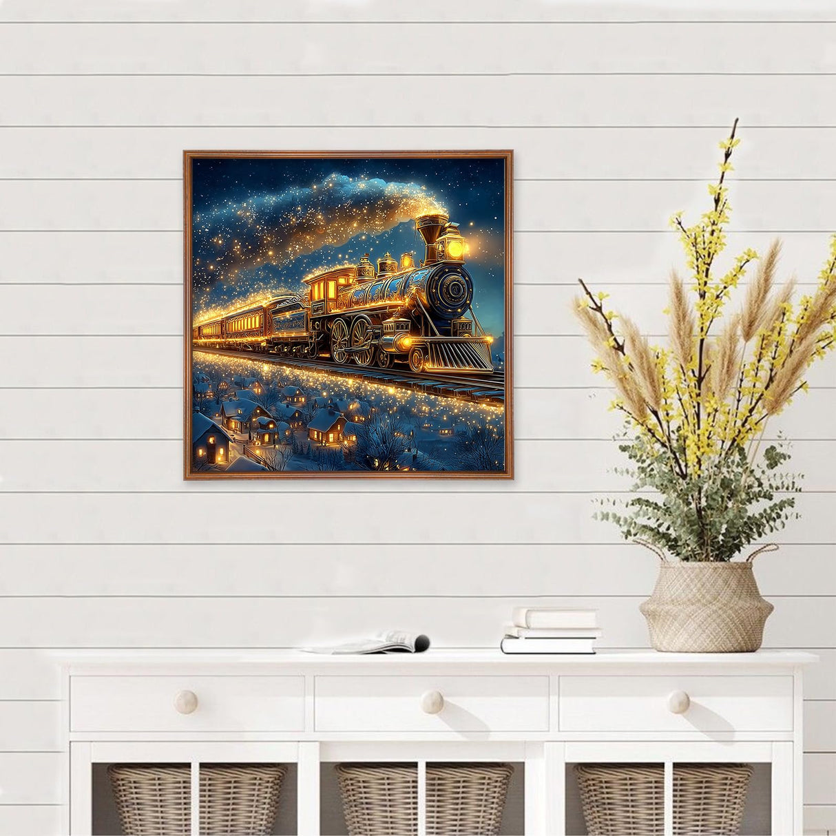 MEIYUDA Christmas Diamond Painting Kits for Adults, 5D Winter Train Diamond Art Kits for Beginners, DIY Gem Art Crystal Painting for Home Wall Decor and Present 12x12inch MEIYUDA