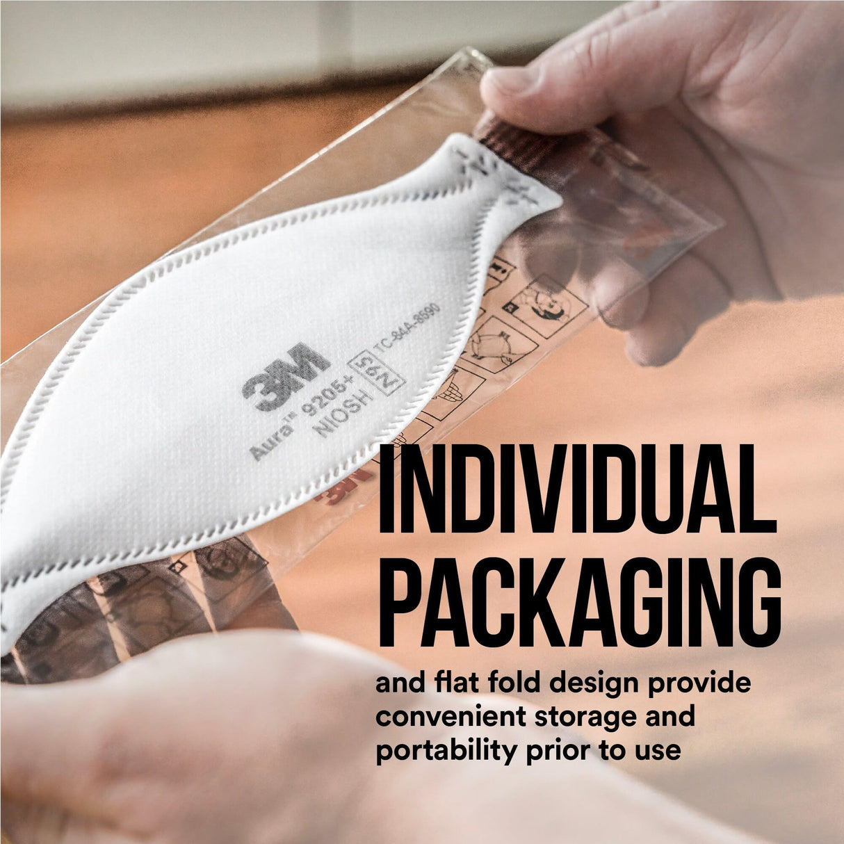 3M Aura Particulate Respirator 9205+ N95, Lightweight, Three Panel Designed Respirator Helps Provide Comfortable And Convenient Respiratory Protection, 10-Pack 3M