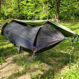 Rivenlo Camping Hammock Tent with Mosquito Net & RainFly, 3 in 1 Waterproof Lightweight Portable Sleeping Hammock Bug Backpacker Travel Outdoor Gear with Tree Strap Swing, for Hiking Patio Expedition Rivenlo