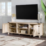 Walker Edison Georgetown Modern Farmhouse Double Barn Door TV Stand for TVs up to 80 Inches, 70 Inch, White Oak, Without Fireplace Walker Edison
