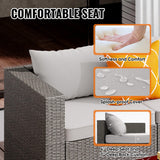 Nalupatio Patio Furniture Set,5 Piece Outdoor Patio Conversation Set All Weather Patio Sofa Manual Weaving Wicker Rattan Sectional Sofa with Washable Cushions & Glass Table for Poolside,Backyard-Gray Nalupatio