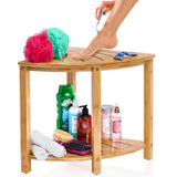 Sorbus Bamboo Shower Stool - Corner Bath Bench - Waterproof Wood Chair for Inside Shower - Bathtub Seat with Shelf for Shaving Legs - Small Corner Step Stool Foot Rest for Bathroom Bamboo Side Table Sorbus