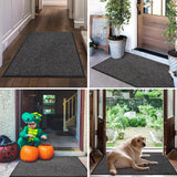Mibao Front Door Mat, Dirt Trapper Welcome Mat for Outdoor Indoor, Non-Slip Waterproof Doormat, Durable Machine Washable Low Profile Entry Rug for Back Door Outside Patio Porch, 30" x 18", Grey Mibao