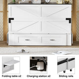 WJFORLION Murphy Bed Queen, Foldable Bed Murphy Cabinet with Storage & Charging Station, Bed Frame for Living Room, Guest Bedroom WJFORLION