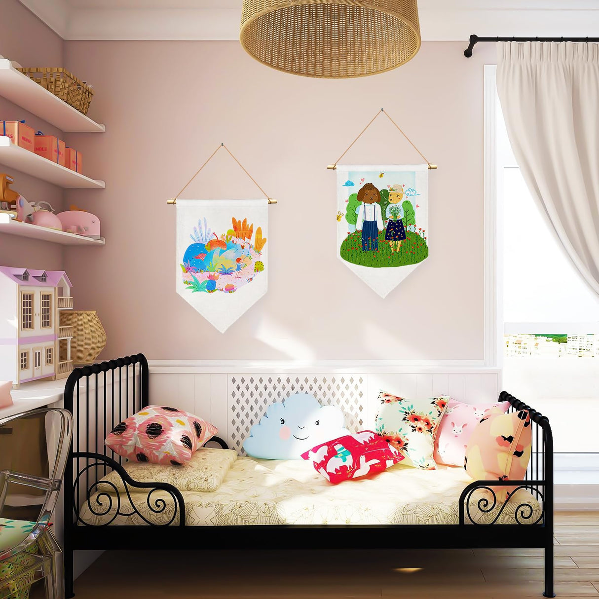 Beclumas 2 Pack Sublimation Blanks Pin Display Banner Enamel Pin Wall Display Banner Pin Display Pennant Wall Hanging Brooch Jewelry Storage Case Blank Hanging Flag Banner for Room Decor Beclumas