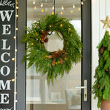 24 Inch Real Touch Norfolk Pine Wreaths for Front Door, Soomeir Artificial Christmas Wreath Green Faux Pine Wreath for Wall Windows Mantle Outdoor Christmas Decoration Soomeir