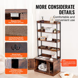 VEVOR Cat Litter Box Enclosure, Hidden Cat Box Furniture with 4 Storage Shelves, Large Cats House Cabinet Hidden Fit Most Litter Box, Wooden Cats Washroom Indoor, 33.5"L x 19.3"W x 72.3"H, Dark Brown VEVOR