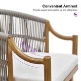 PURPLE LEAF 9 Pieces Outdoor Dining Set All Weather Wicker Patio Dining Set with Square Aluminum Table and Modern Armrest Dining Chairs for Garden Deck Backyard Kitchen, Teak PURPLE LEAF