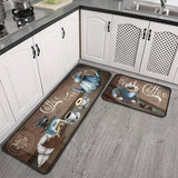 Ghroiep 2 Piece Coffee Kitchen Decor Rugs Set, Farmhouse Country Kitchen Rugs and Mats Non Skid Washable Absorbent Microfiber Kitchen Accessories Decoration Floor Mats 17"x47"+17"x30" Ghroiep