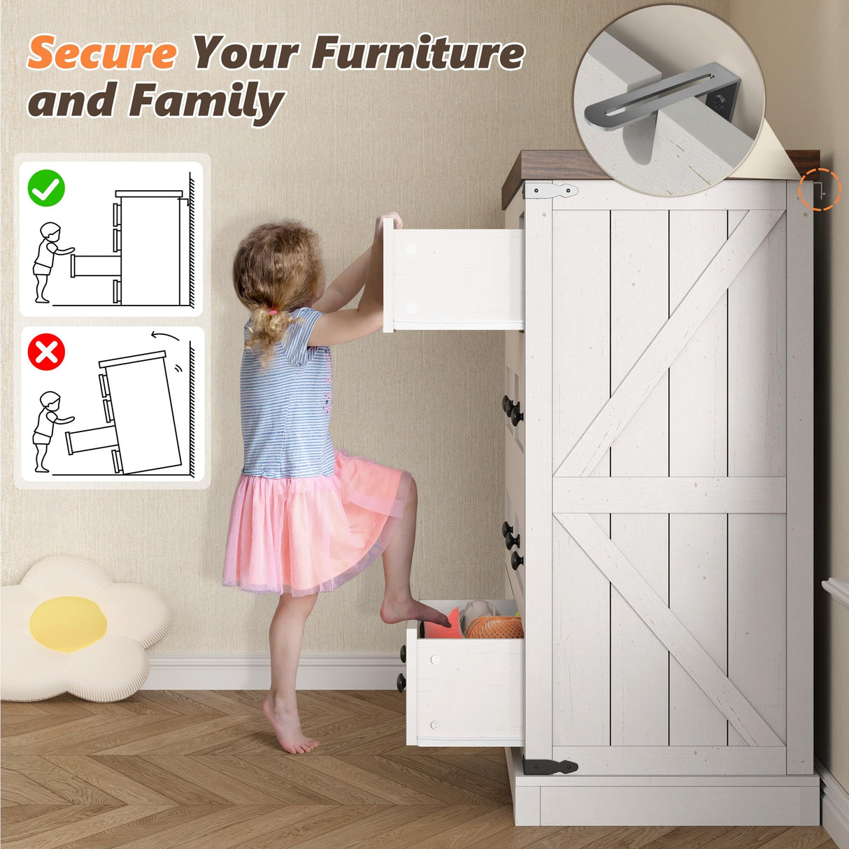 EnHomee 10 Drawer Dresser for Bedroom, Wood Dressers & Chest of Drawers for Bedroom, Hallway, Antique White,15" D x 55" W x 35.6" H EnHomee