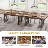 DWVO Farmhouse Dining Table for 6-8 People, 70.8-Inch Rectangular Wood Dining Table, Rustic Kitchen Dinner Table with Heavy Duty Metal Legs for Dining Room (Rustic Brown) DWVO