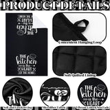 Sratte 6 Pcs Farmhouse Kitchen Towels Pot Holders Oven Mitts Set 2 Dish Towels 2 Potholders 2 Cooking Mittens Oven Glove for Baking Cooking Grilling Supply (Black) Sratte