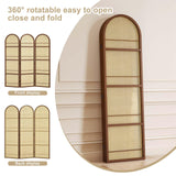 Rattan Room Divider with Bookshelf,Privacy Screen for Home Office & Bedroom,Portable Partition, Wooden Frame Svimi