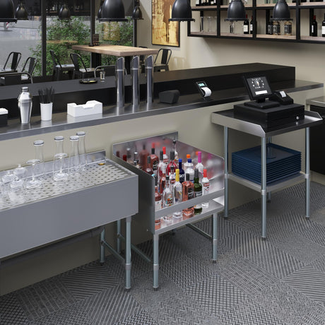 AmGood 22.5 in. x 24 in. x 33 in. Stainless Steel Four-Tier Liquor Display Rack AmGood