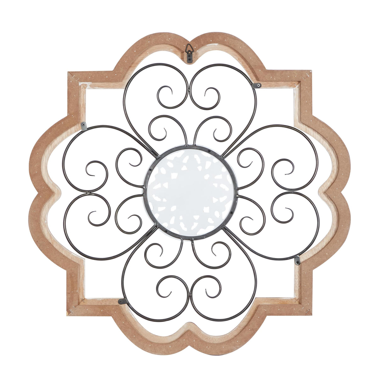 Deco 79 Wooden Scroll Home Wall Decor Carved Beading Wall Sculpture with Metal Accents, Wall Art 27" x 1" x 27", Brown Deco 79