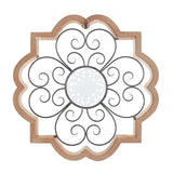 Deco 79 Wooden Scroll Home Wall Decor Carved Beading Wall Sculpture with Metal Accents, Wall Art 27" x 1" x 27", Brown Deco 79