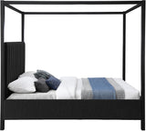 Meridian Furniture KellyBlack-K Kelly Collection Modern | Contemporary King Bed with Rich Black Boucle Fabric, Matte Black Iron Metal Frame Canopy, 78.5" W x 84.5" D x 77" H, Black, King Meridian Furniture