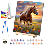 Horse Paint by Numbers for Adults with Framed Canvas-with Wooden Easel,Paint by Number on Canvas Animals,DIY Acrylic Oil Painting Kits with Brushes Nice Gift Box for Home Wall Decor(12x16inch) xackcme