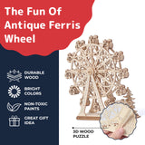 Prextex Ferris Wheel 3D Puzzle Wooden - 115 Precision Pieces Sturdy Wood - No Glue Needed for Assembly - Fun & Educational for Ages 8+ - Ideal for Hobbyists, Collectors, Decor, & Gifts PREXTEX