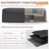 UDPATIO Patio Furniture Set with 44'' Fire Pit Table,Modular Outdoor Furniture Sets,Slanted Back Outdoor Sectional Conversation Set PE Rattan Sofa for Backyard W/Coffee Table,4'' Cushions,8 PCS,Khaki UDPATIO