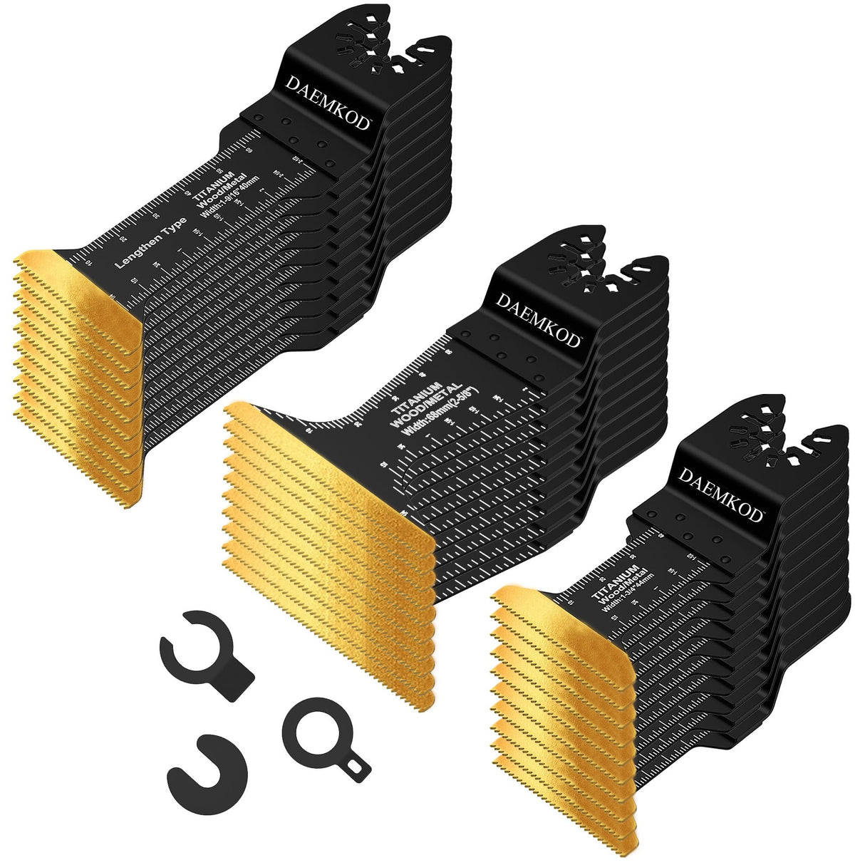 DAEMKOD 30 Pack Titanium Oscillating Tool Blades Metal Cutting, Professional Saw Blades for Soft Metal Nails Hard Material and Wood Plastic, Multi Tool Blades Kit for Oscillating Tool Accessories DAEMKOD