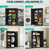 Metal Wardrobe Cabinet with Lock,72" Armoire Closet with Hanging Rod,Lockable Storage Locker,Black Storage Cabinet with Locking Doors,Garage Closet,Steel Wardrobe for Home,Bedroom,Office,Employee,Shop SISESOL
