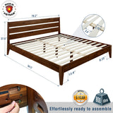 Acacia Emery Bed Frame with Headboard Solid Wood Platform Bed, King Size Bed Frame, Mid - Century Modern Wood Bed Compatible with All Mattresses, Easy Assembly, Non-Slip, Chocolate. A ACACIA FURNITURE