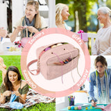 Crochet Bag Organizer, Yarn Storage Organizer, Yarn Holder for Crochet with Adjustable Shoulder Straps, Knitting Bag for crocheting, Crochet Hook Case Gifts for Crocheters (Pink) Uawsyut