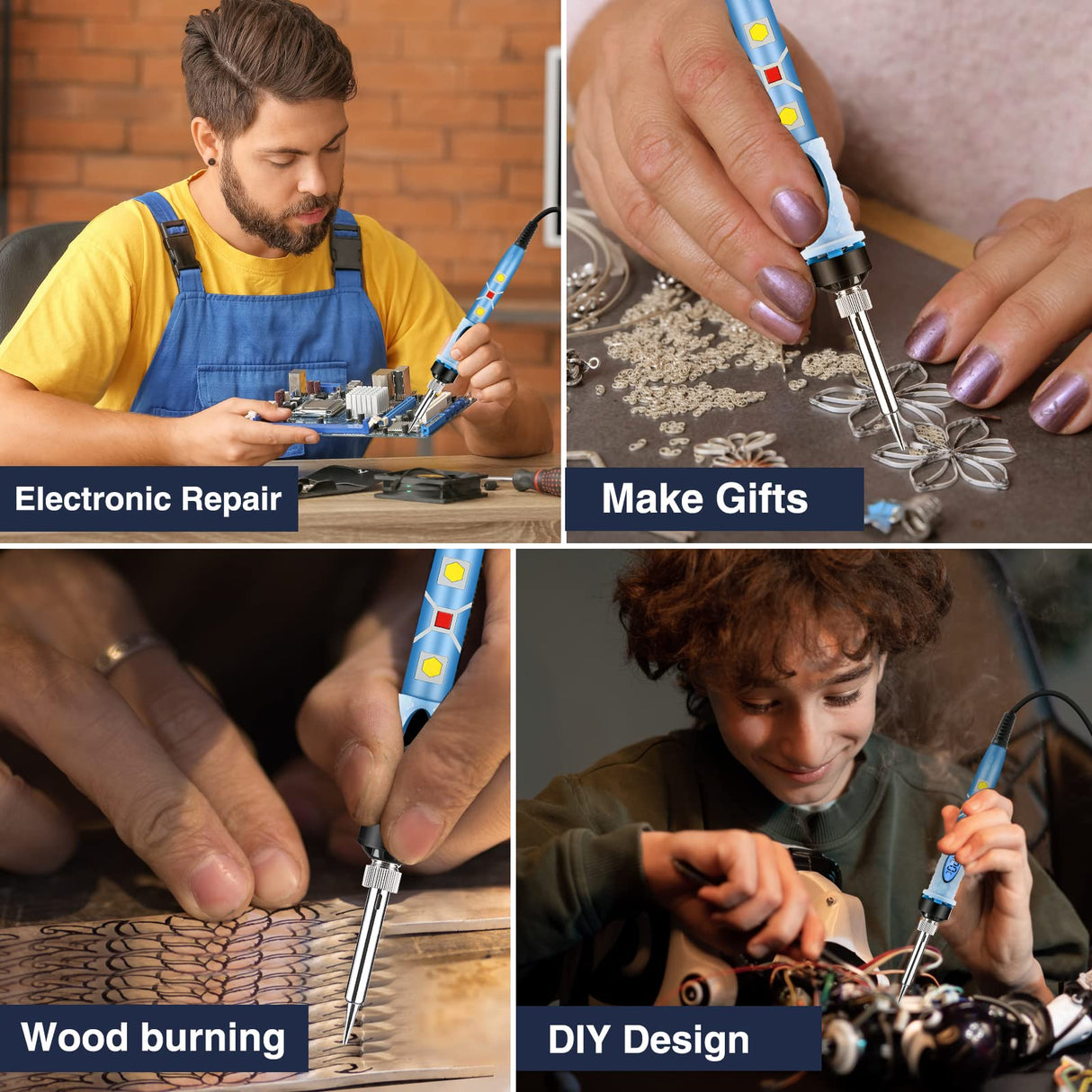 Soldering Iron Kit Electronics, SREMTCH 80W Digital LCD Adjustable Temperature Welding Tool with ON-Off Switch,10 in 1 solder gun SREMTCH