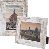 Golden State Art, 5x7 Picture Frame - Country Wood Grain Style - Tabletop Display, Back Hangers for Wall Display - Great for Photos, Gift, Pictures, Wedding, Portraits (2 Pack, White) Golden State Art