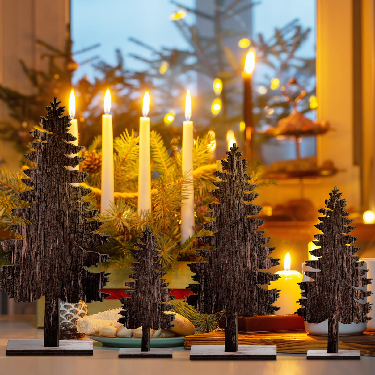 Barydat Table Decorations Artificial Decorations Wooden Centerpiece Decor for Home Table (Christmas Tree) Barydat