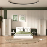 Brafab Armoire Wardrobe Closet, Modern 64.2" Freestanding Closet Wardrobe Cabinet with Drawer and Hanging Rail, Fluted Carved Wooden Storage Cabinet with Shelve for Bedroom, White Brafab