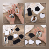 Framendino, 8 Pack Sublimation Blanks Keychain PU Leather Keychain Heat Transfer Key Rings Heart Round Square Rectangle Key Chains for DIY Craft Framendino