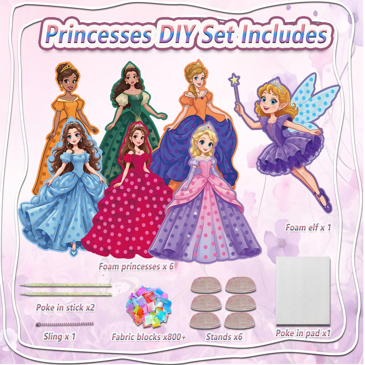 mom&myaboys Poke in Fun Art Kit for Kids DIY Princess Craft Set Birthday Gifts for Girls Ages4-8,Mess-Free Art for Children Fun Activity for Boys Old 3 4 5 6 7 8 9,Christmas Gift for Kid 3 Up mom&myaboys