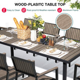 Pamapic 10-Piece Patio Dining Set，Outdoor Aluminum Furniture Set with Plastic-Wood Table Top,Outdoor Furniture Set with 8 Outdoor Stackable Chairs for Patio Garden Poolside (Walnut) Pamapic
