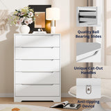 Cozy Castle 5 Drawer Dressers, Modern Chest of Drawers Large Organizer, Wood Accent Storage Cabinet for Living Room, Home Office, Entryway, White Cozy Castle