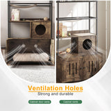 Litter Box Enclosures with Metal Frame, Indoor Tall Cat Litter Box Furniture Hidden with Storage Shelf, Retro Brown IDEALHOUSE