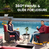 RTDTD 11 Pieces Outdoor Patio Furniture Set Outdoor Furniture Patio Sectional Sofa Conversation Sets w/ETL Approved 45" Gas Outdoor Fire Table & Coffee Table, Swivel Rocking Chair (Red) RTDTD