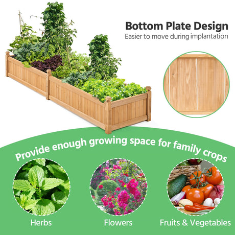 Yaheetech 90.5″ L×23.5″ W×16″ H Wooden Raised Garden Bed, Horticulture Wood Rectangular Garden Planter Outdoor, Raised Planter Box for Yard/Greenhouse/Vegetable/Flower/Herbs, Light Brown Yaheetech