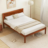 Giantex Full Size Wood Platform Bed with Headboard, Mid Century Solid Wood Full Bed with Slat Support, Double Bed Frame with 16" Under Bed Storage, No Box Spring Needed, Easy Assembly, Walnut Giantex