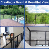 Gyykzz 2 Pack One-Stop Cable Railing Post Kits, 42" Fixed Top Level Drilled Line Post, Cable Railing System Including 2 Railing Post, 102ft Cable, 24 Terminal, 48 Cable Grommets (No Handrail) Gyykzz