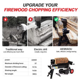 AESRAOU Electric Log Splitter 5 Ton Wood Splitter Hydraulic Ram Electric Firewood Splitter with Steel Wedges AESRAOU